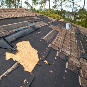 Example of a damaged roof that was identified during a home inspection in Boca Raton, Florida
